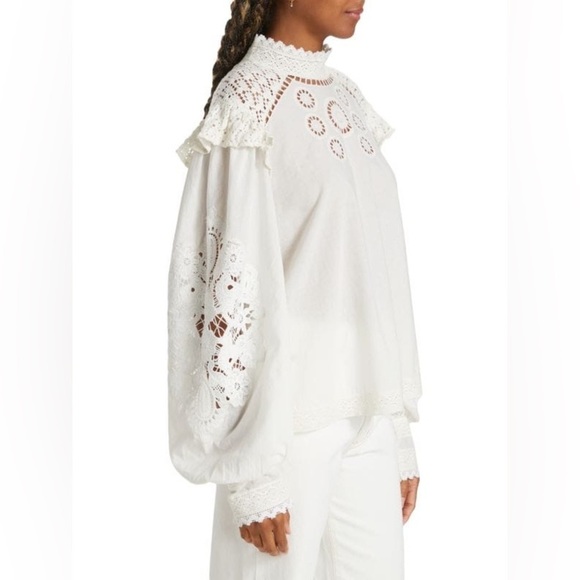 FARM RIO Romantic Embroidered Lace Blouse (109) - Picture 3 of 13